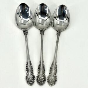 Lot of 3 - Voisin Floral CONTINENTAL Stainless Steel Serving Spoons 8 3/8”L MCM